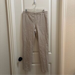 Quince Women's Ultra Stretch Ponte Straight Leg Pants Size L Regular Ecru